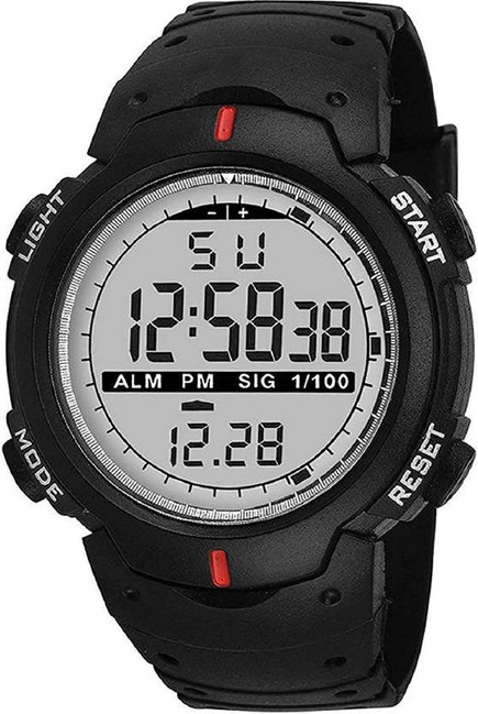 smc black digital led watch