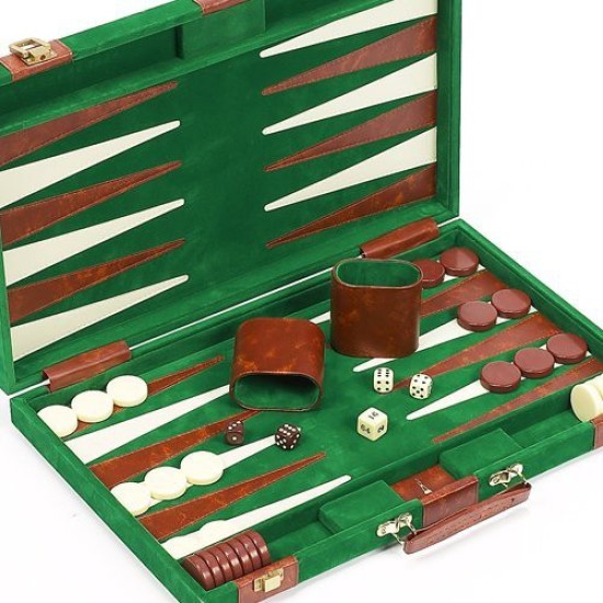 Park Avenue Genuine Leather Backgammon Set