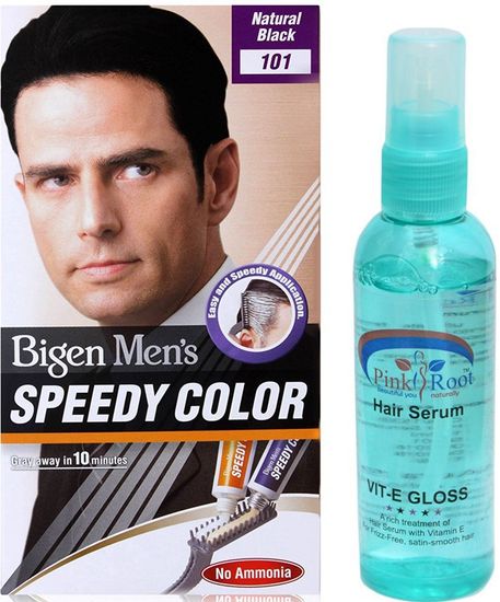 Bigen Men S Speedy Hair Colour 101 Natural Black With Pink Root Hair Serum Hair Color