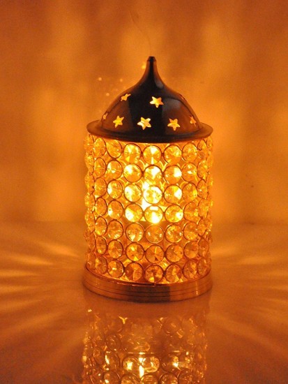 craftvatika Akhand Diya Crystal Brass Oil Lamp In Oval Shape Diya Diamond Nag Deep Dia 