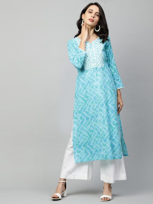 Jeans Denim Rose Embroidery Straight Kurti at Best Price in Delhi | Aadga  Shoppers Stop