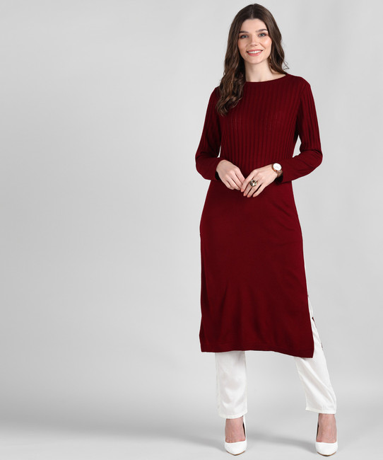 Buy 3 PC KNITTED KURTI SET WITH SHAWL Online in India
