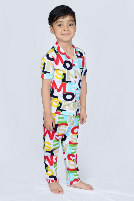 35 Year Printed Boys Cotton Night Suit
