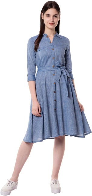 Buy StyleStone Blue Regular Fit Shirt Dress for Women Online  Tata CLiQ