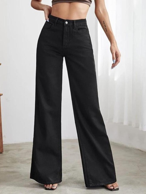 Buy DGG7 Women Latest Fashion Slim High Waist Zipper Jeans Button Strap  Pants Trousers BellBottom PantsBlueM at Amazonin