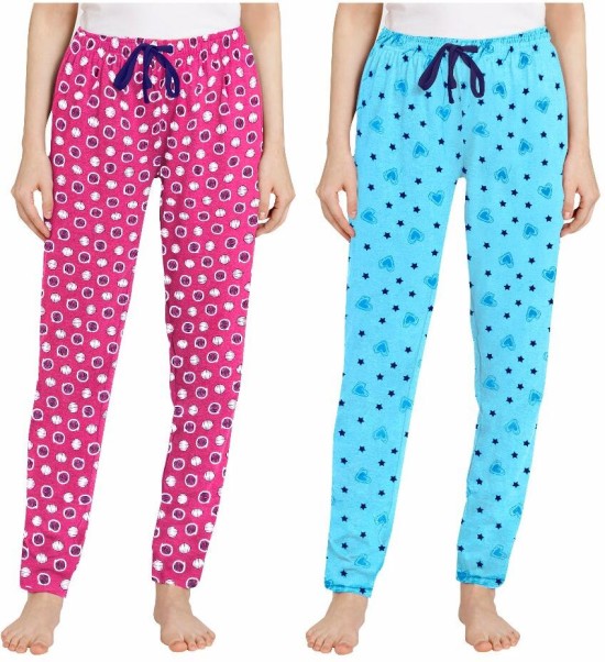 Evolove Womens 100 Cotton Printed Pajama Relaxed Lounge Pants with P   Evolove India