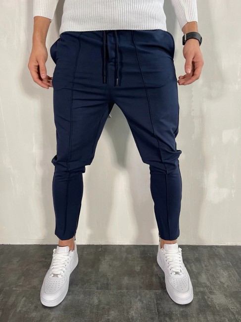 Slim Fit Casual Wear Men Blue Cotton Trouser Size 3036