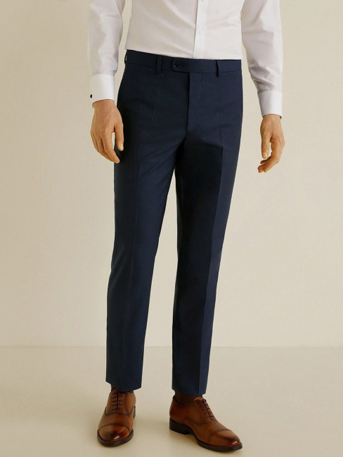 Buy online Navy Blue Solid Flat Front Trousers Formal Trouser from Bottom  Wear for Men by Tahvo for 1429 at 47 off  2023 Limeroadcom