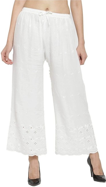 Buy Movik 2XL Size Cotton Casual Stylish Look Regular Fit Palazzo Pant for Women  White Color at Amazon.in