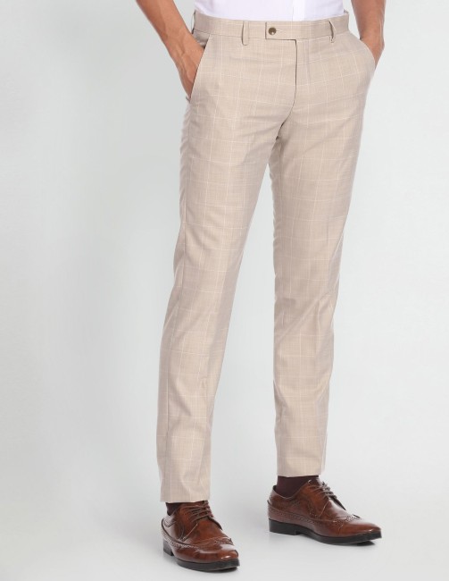 Blue Slim Fit Tweed Check Suit Trousers Eton  HIRE5 Menswear