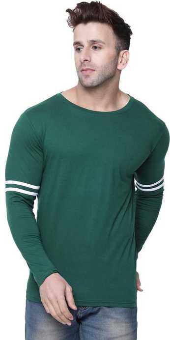 Solid Men Round Neck Green T-Shirt