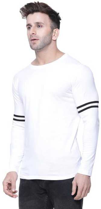 Solid Men Round Neck White T-Shirt