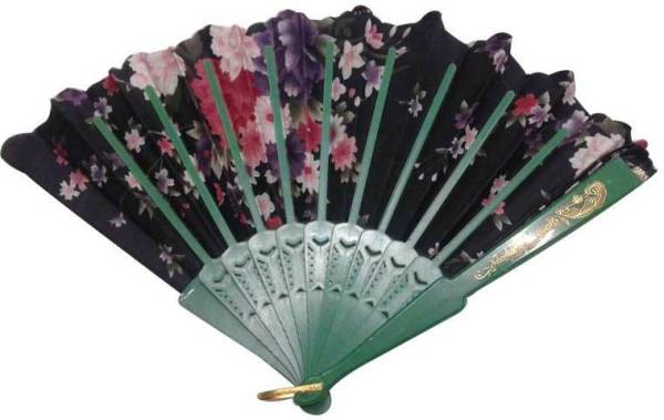 ShopeGift Foldable Floral Print Multicolor Hand Fan