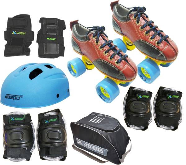 Jaspo Hail Stone Pro Shoe Skate combo Foot length 22.9 cms Size : 2 UK ( Age group 8-9 years) Skating Kit