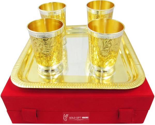GoldGiftIdeas Four Antique Water Set Tray, Glass Serving Set