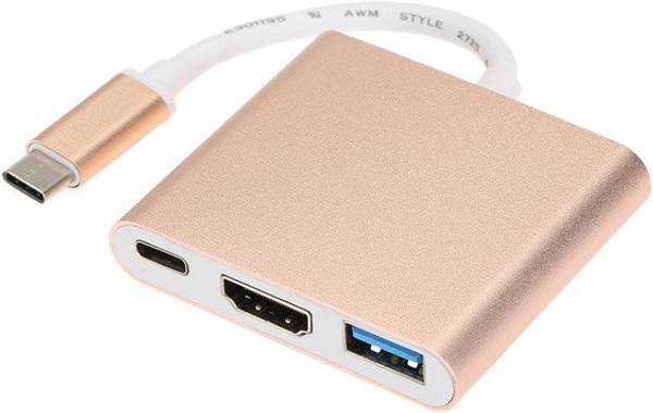 microware USB 3.1 Type-C Multiport Male to HDMI USB 3.0 USB-C Hub Adapter MMPL TYPE C GOLD USB Hub