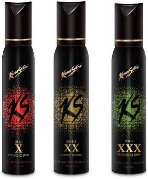 KS Single X, Double XX Tripal XXX Set of 3 Deodorant Spray - For Men