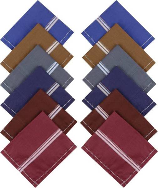 Ishaya Stores Dark Color Raj Handkerchied Pack Of 12 ["Multicolor"] Handkerchief