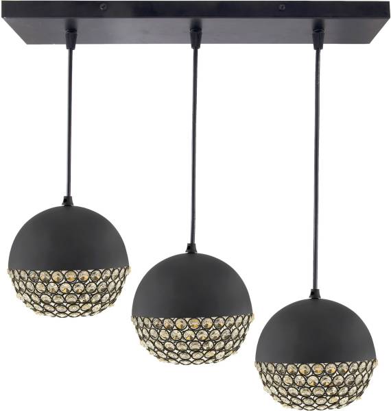 Homesake 3-Lights Linear Cluster Chandelier Crystal Hanging Globe Hanging Pendant Light, Kitchen Area and Dining Room Light Pendants Ceiling Lamp