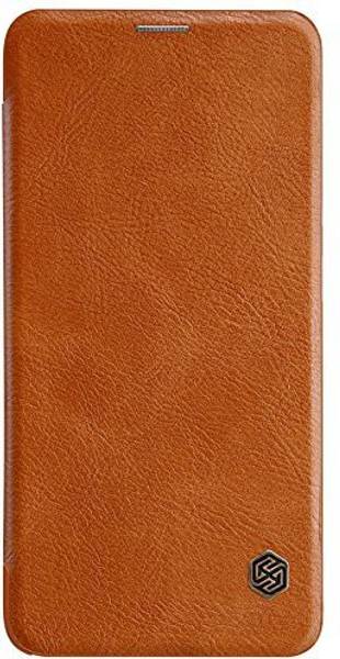 casemet Flip Cover for Nillkin Qin Series Royal Leather Flip Case Cover forSamsung S10-Brown