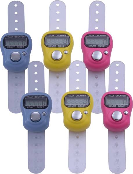 SUNRISE Small Size Multicolor Finger Counter ( Pack of 6 Pcs ) Digital Tally Counter