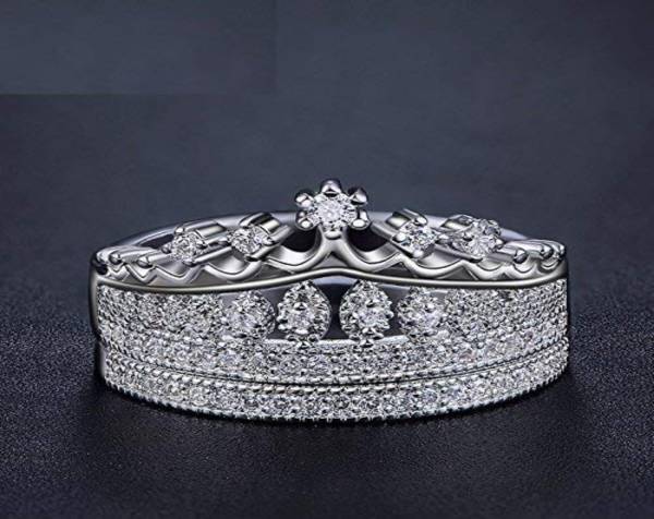 Impression Impression Luxury Crown Two Pcs Queen Collection Silver Plated and Cubic Zirconia Ring For Girls Metal Crystal Titanium Plated Ring 