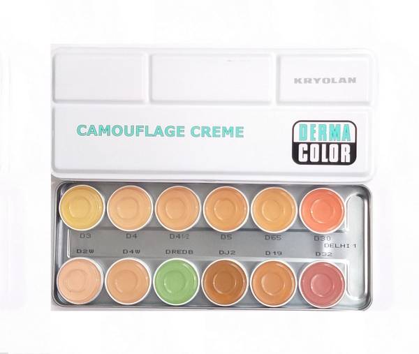 Kryolan ( 100% Original ) Derma Color Camouflage Cream Palette 12 color ( DELHI- 1 )