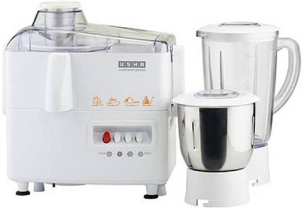 USHA 3345 450-Watt Juicer Mixer Grinder with 2 Jars (White) 8956 450 Mixer Grinder (2 Jars, White)