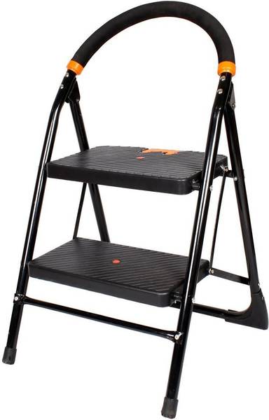 CIPLA PLAST 2 Step Ladder | Steel Heavy Duty Strong | Wide Steps Ladder (Black) Plastic Ladder