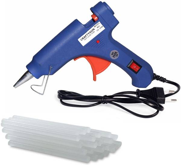 CRAFTYGUN BLUE MINI 20 WATT - 15 GLUE STICKS OF 7MM SIZE Standard Temperature Corded Glue Gun