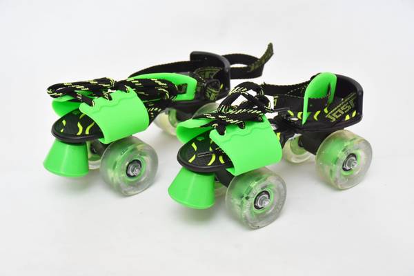 Jaspo Marshal Senior Skates (Suitable for Age 6 to 14 Years)(green) Quad Roller Skates - Size 6 UK