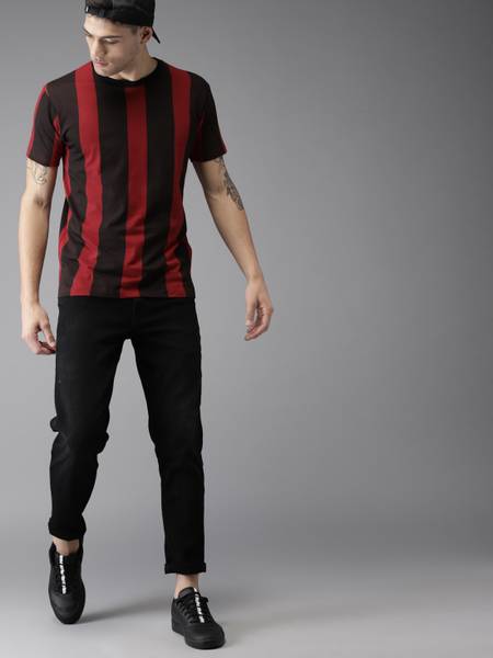 HERE&NOW Colorblock Men Round Neck Red, Brown T-Shirt