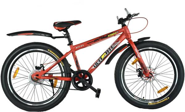 ATLAS Kobra 3.0 Dual Disc Brake Fat Tyres Bike For Teenagers Red 24 T Mountain Cycle