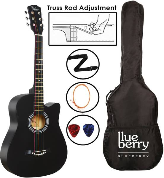 blueberry B-D38-Black, 38" Acoustic Guitar Linden Wood Plastic Right Hand Orientation