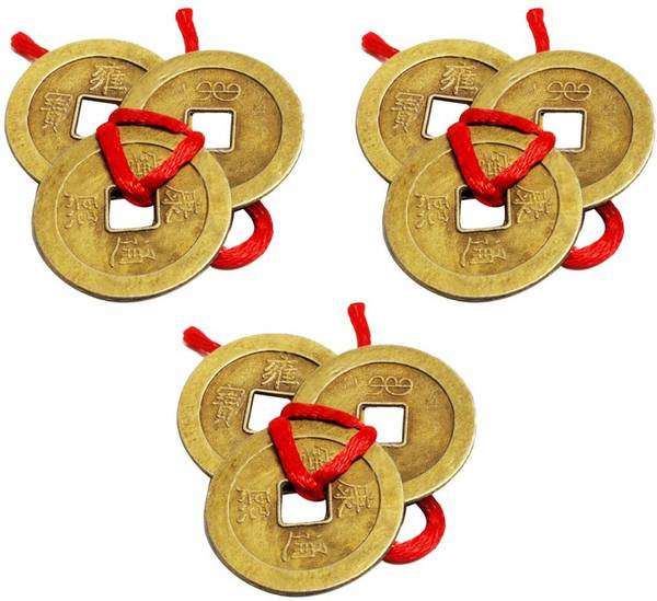 numeroastro Feng Shui Lucky Coins For Wealth & Good Luck (Set Of 3) (2.5 Cms) (3 Pcs) Decorative Showpiece - 0.2 cm