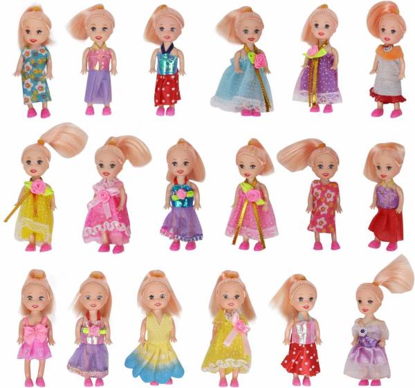 WHITE POPCORN Toys Mini Doll with Colorful Clothes Costume (4 -inch) - Pack of 18