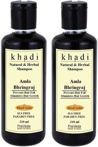 PreVeda Khadi Amla Bhringraj Shampoo Natural & Herbal Best Anti Hair Fall Shampoo Sls & Paraben Free ( Pack of 2 )
