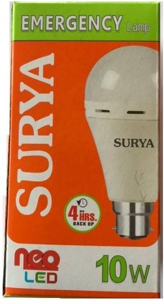 SURYA EMERGENCY LED LAMP 10W B22 COOL WHITE 4 hrs Bulb Emergency