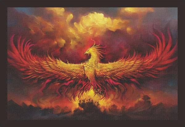 Mad Masters Mad Masters# Phoenix Bird (Wood, 19 inch x 13 inch, Textured UV Reprint) Oil 12 inch x 18 inch Painting
