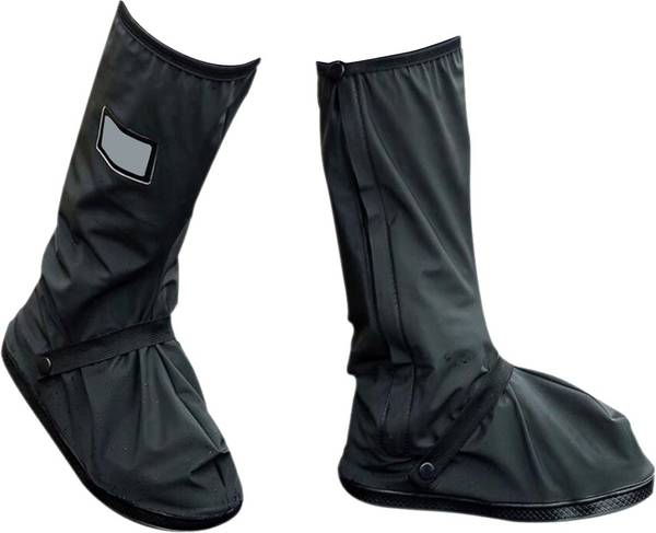 FUTABA Motorcycle Non-slip, Reusable,Waterproof Rain Shoes Boot Cover- Black -Medium Polyester Black Boots Shoe Cover