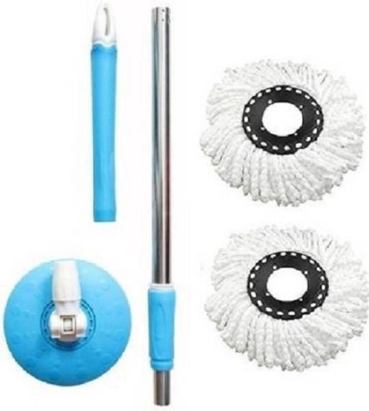 ZIORK Mop Rod Stick Stainless Steel with 2 Refill 360 Degree Rotating Pole String String Mop