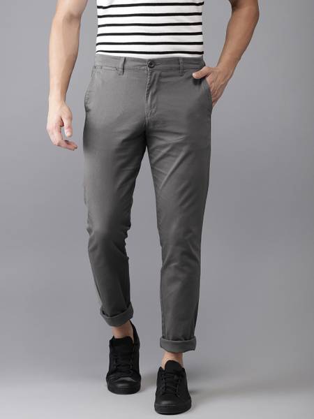 The Indian Garage Co. Slim Fit Men Grey Trousers