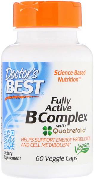 Doctor's Best Fully Active B Complex with Quatrefolic, 60 Veggie Caps