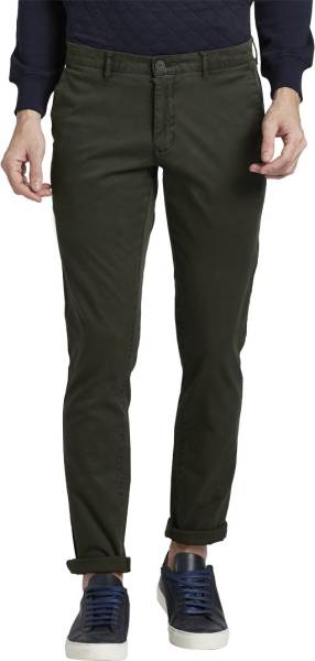 PARX Slim Fit Men Dark Green Trousers