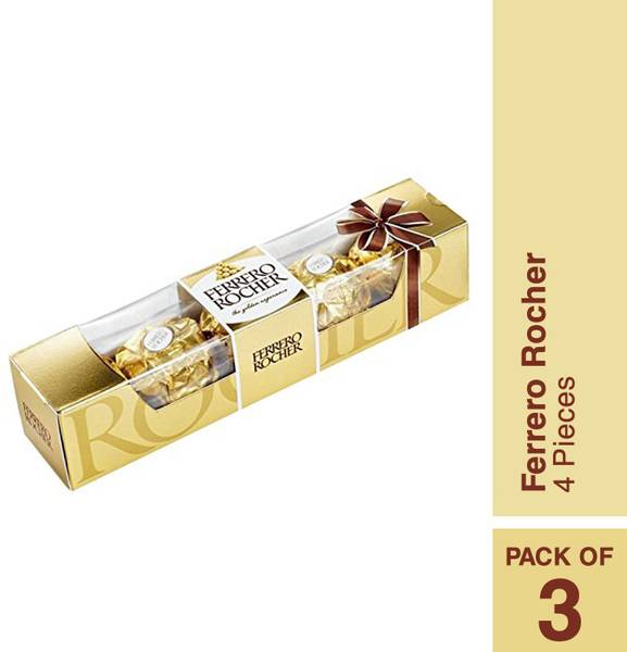 FERRERO ROCHER Chocolate 4 Pieces (Pack of 3) Truffles