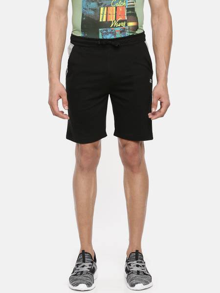 Dollar Solid Men Black Sports Shorts