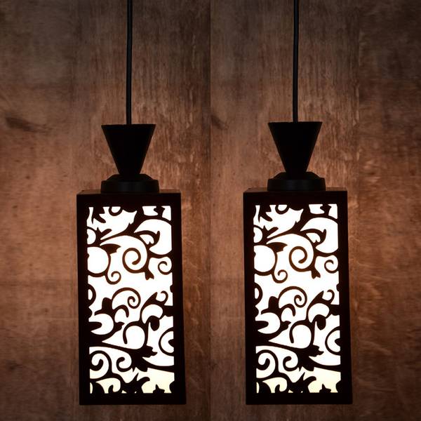 Gojeeva Wooden Hanging Lamp Style Hanging Lamp Creative Wood Pendant Light Lamp suitable for Living Room,Foyer,Bedroom,Hallway (Pack of 2) Pendants Ce...