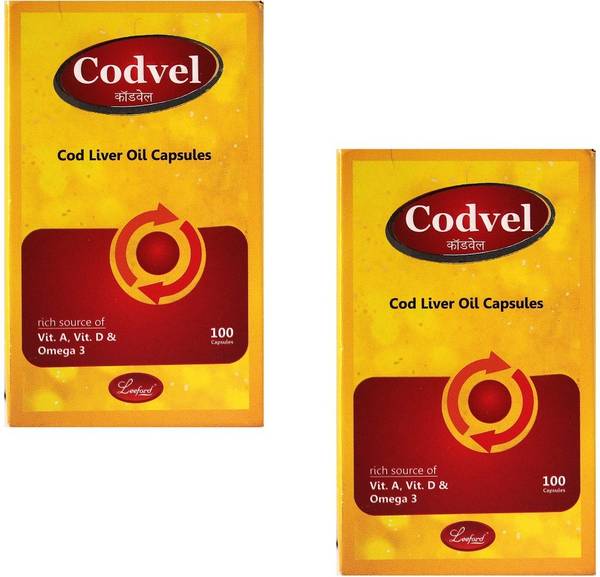 Leeford Codvel Cod liver Oil Capsules rich of Vit A, D & Omega 3 ( 2 Box )