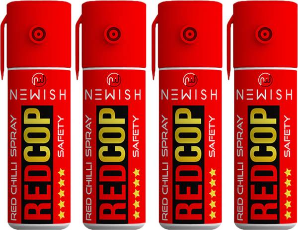 NEWISH Powerful Red Chilli Pepper Spray Self Defence for Women Pack Of 4 Each 55 ml Pepper Stream Spray