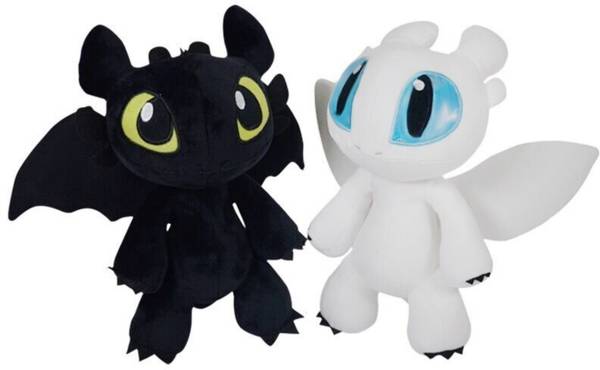 Toy Mela 2 pcs How to Train Your Dragon Toothless, Light Fury Soft Toys